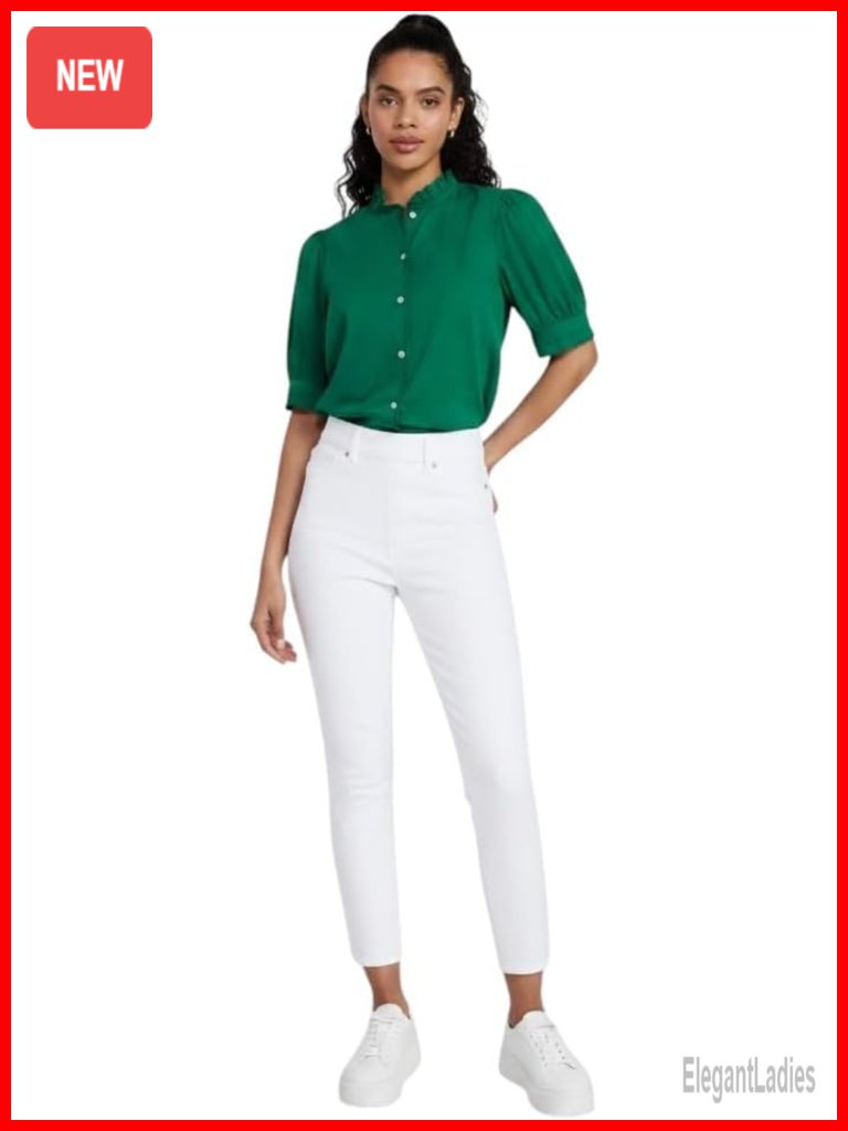 High Rise Capri Jeggings Stretch Pull On Denim Look Pants